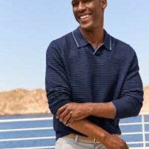 Tommy Bahama Men's Medium Blue Coolside Harbor Pullover Sweater Nautical Preppy